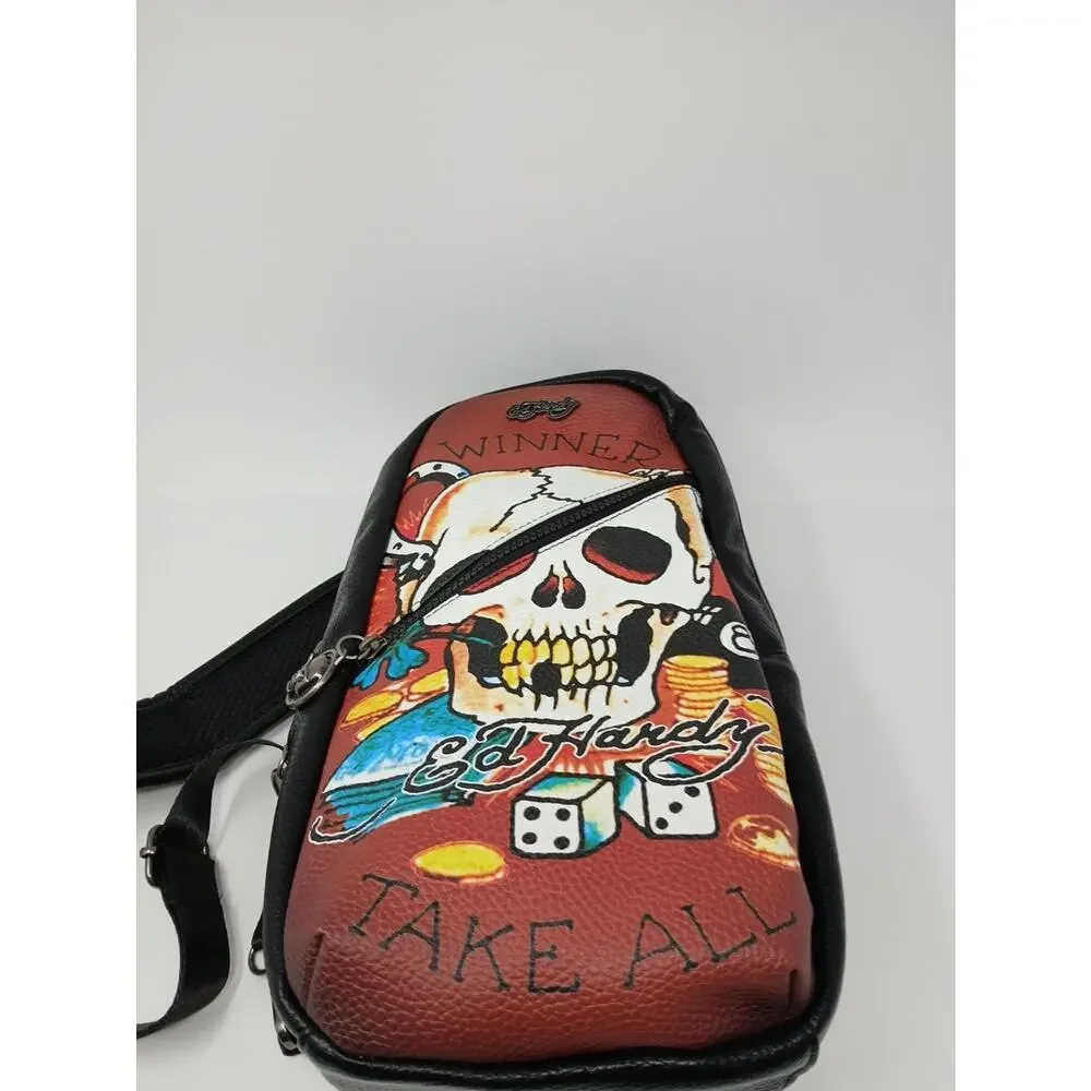 Ed Hardy Black Eagle Skull Sling Bag Crossbody Backpack Y2K Steetwear Tatoo Art